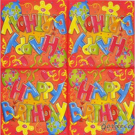 Serwetka do decoupage AHA Happy Birthday 33x33